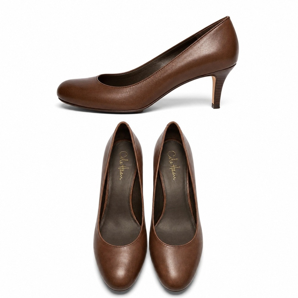 Cole Haan Air Talia 2.5" Brown Leather Pump Round Toe 8 New in Box with Dust bag
